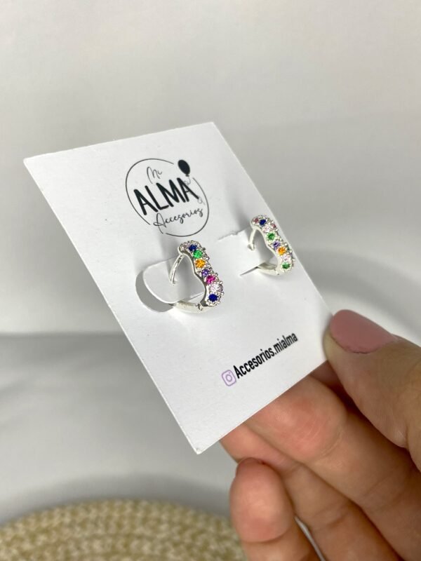 Argollas Corazon Multicolor - Imagen 2