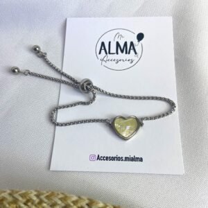 Pulsera regulable + Corazón con nacar