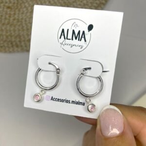 Argollas cristal rosa
