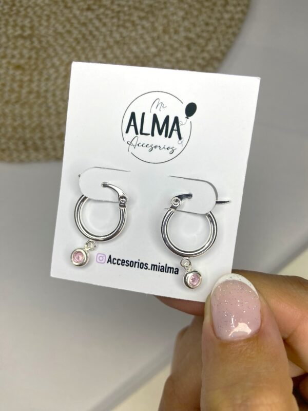 Argollas cristal rosa