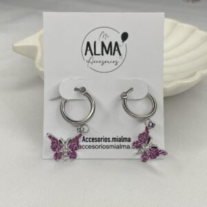 Argollas con Mariposa violeta