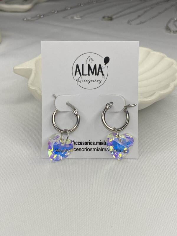 Argollas con Corazón tornasol