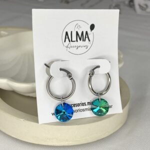 Argollas con cristal turquesa