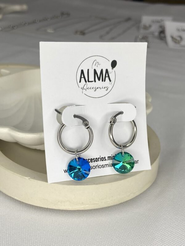 Argollas con cristal turquesa