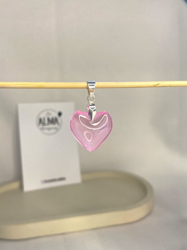 Dije Corazón Acrílico Rosa 2cm