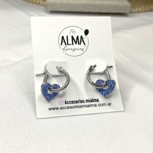 Argollita Corazón con Strass Celeste