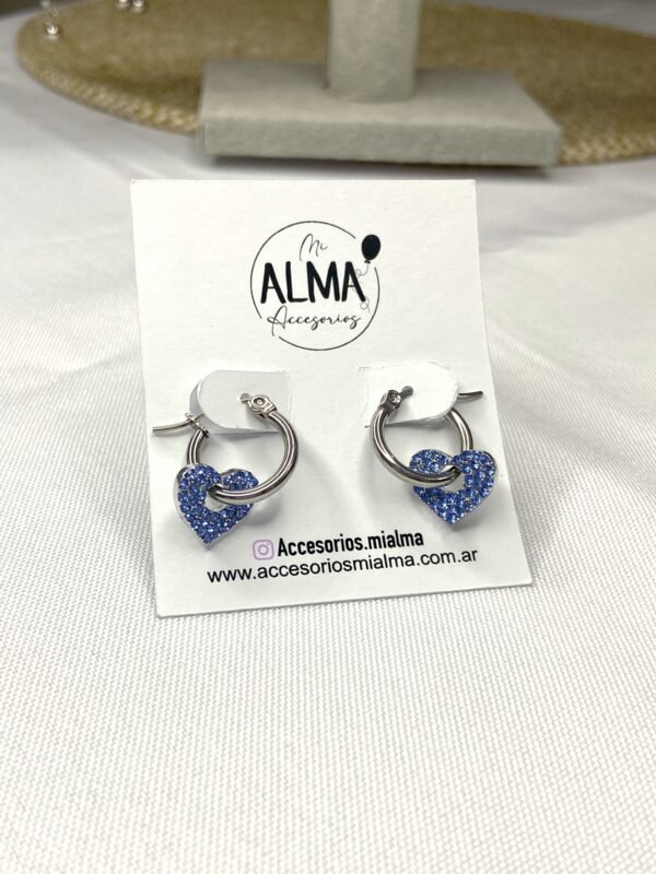 Argollita Corazón con Strass Celeste