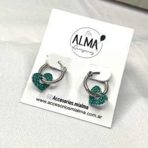 Argollita Corazón con Strass Verde