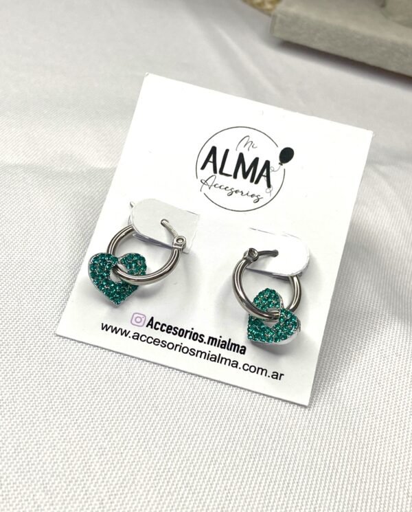 Argollita Corazón con Strass Verde